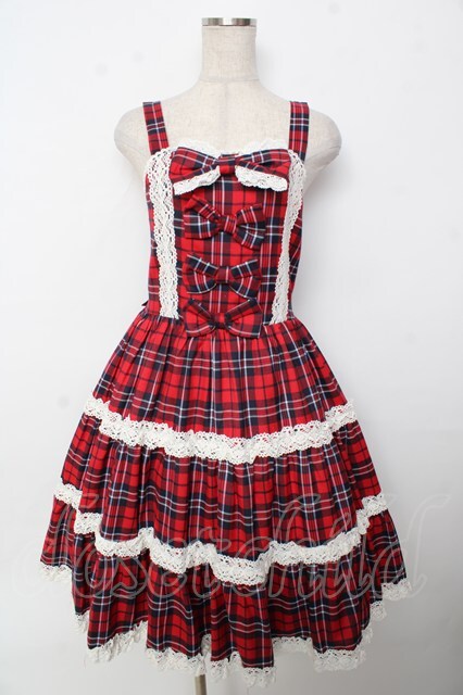 タータンチェックジャンスカ 赤 [axes famme] タータンチェックジャンスカ｜アクシーズファムの通販｜&mall