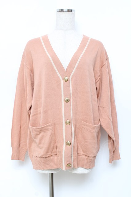 F i.n.t / ローズエンブレム釦腰丈ニットカーディガン オレンジ Y-25