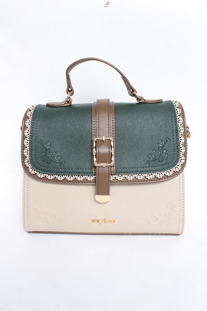 axes femme / スカラ配色薔薇エンボスバッグ Dグリーン Y-25-11-09-034