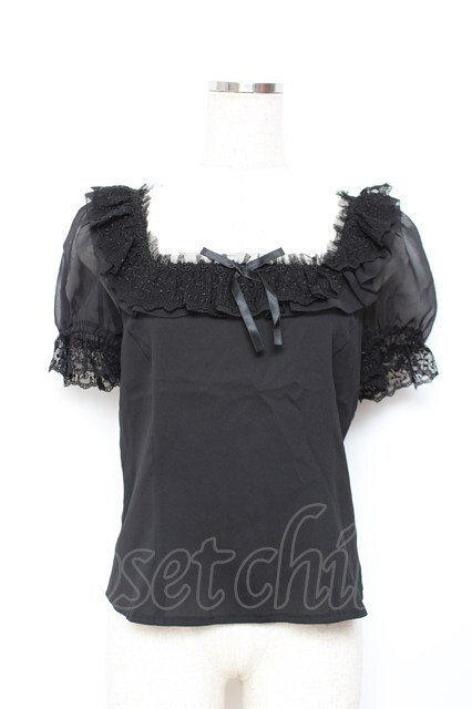 Moi-meme-Moitie / スクエアネックジョーゼットブラウス 2 ブラック Y