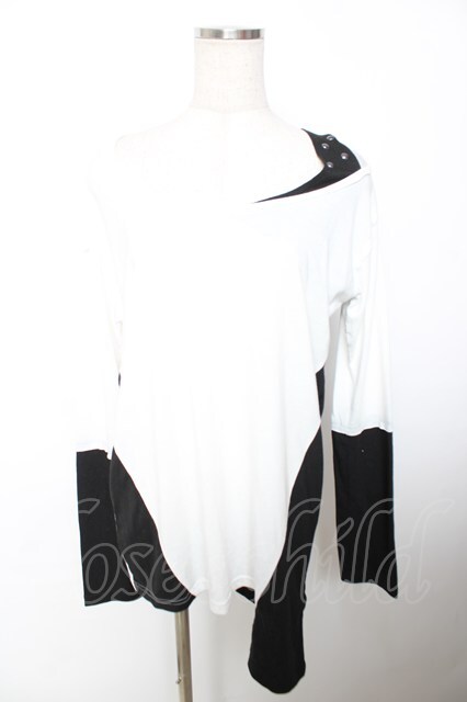 SEX POT ReVeNGe / 肩あき配色カットソー M 白×黒 Y-25-12-04-096-SP