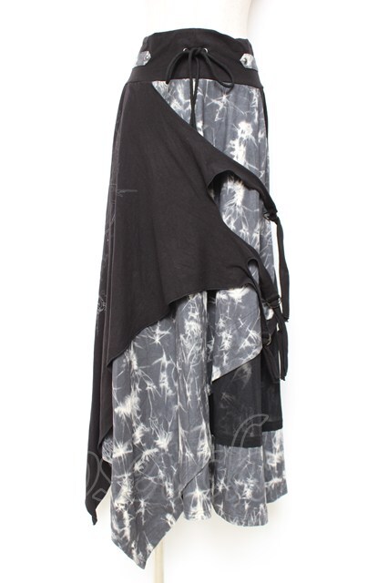 Ozz Croce / クロス×歯車ptタイダイ変形スカート 黒×グレー Y-25-12-10