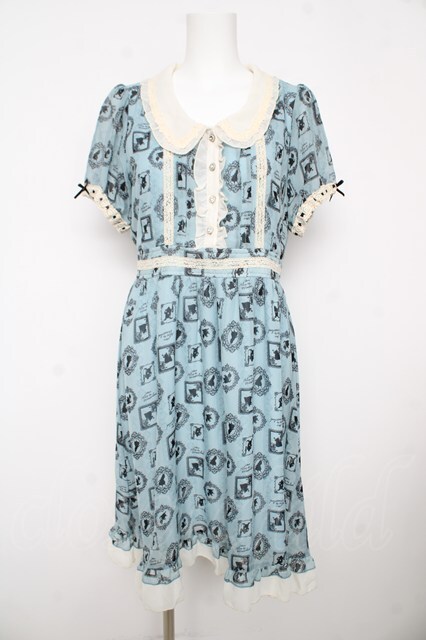 axes femme / シルエット柄ワンピース サックス Y-26-02-17-125-AX-OP